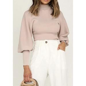 NEW ESLEY COLLECTION lovely mock neckline balloon sleeves top in blush
